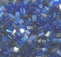 50g 5x4x2mm Blue Multi Mix Tile Beads